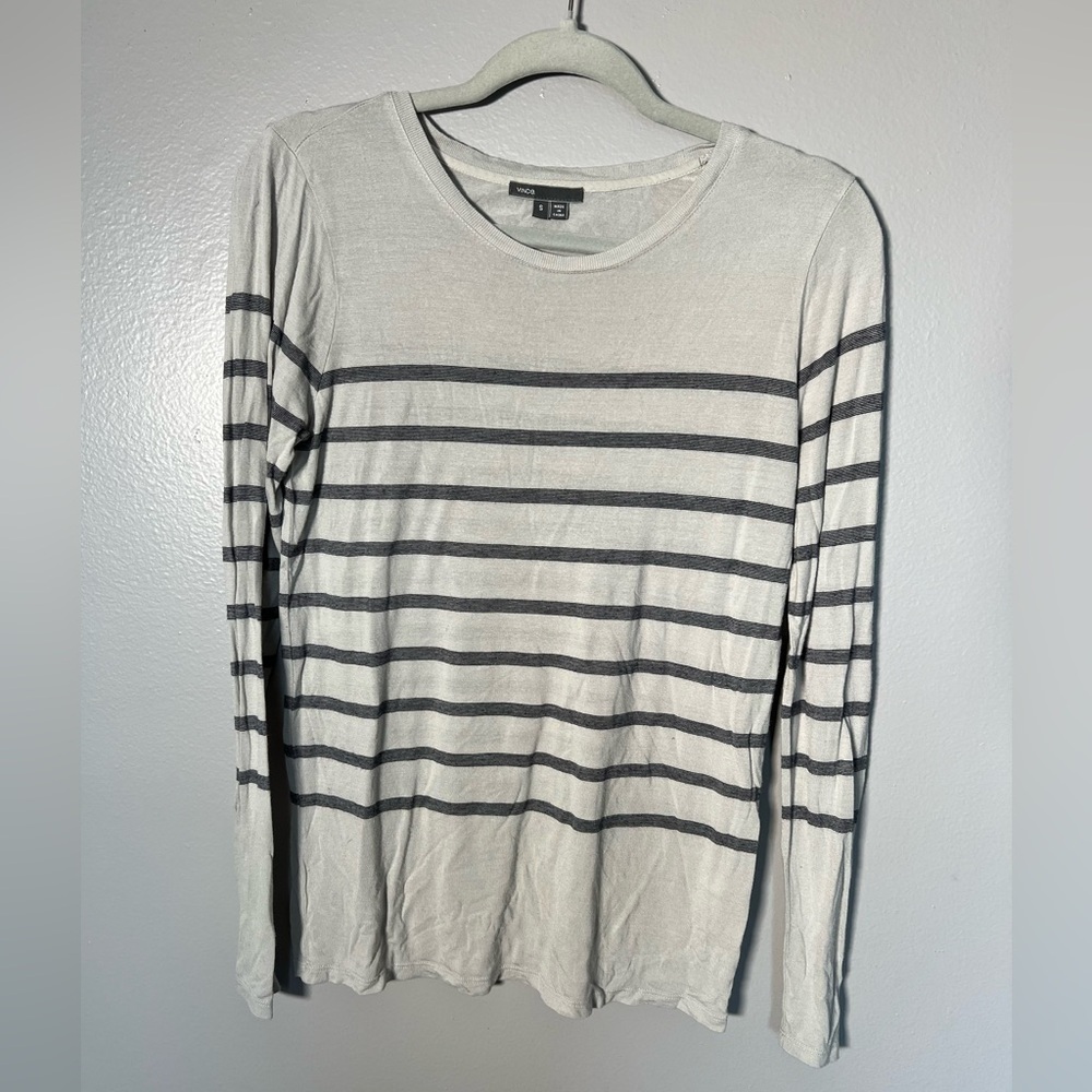 Vince silk blend striped top- small‎